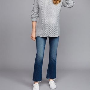 MOTHER Wide Leg, Cropped Denim Medium Blue